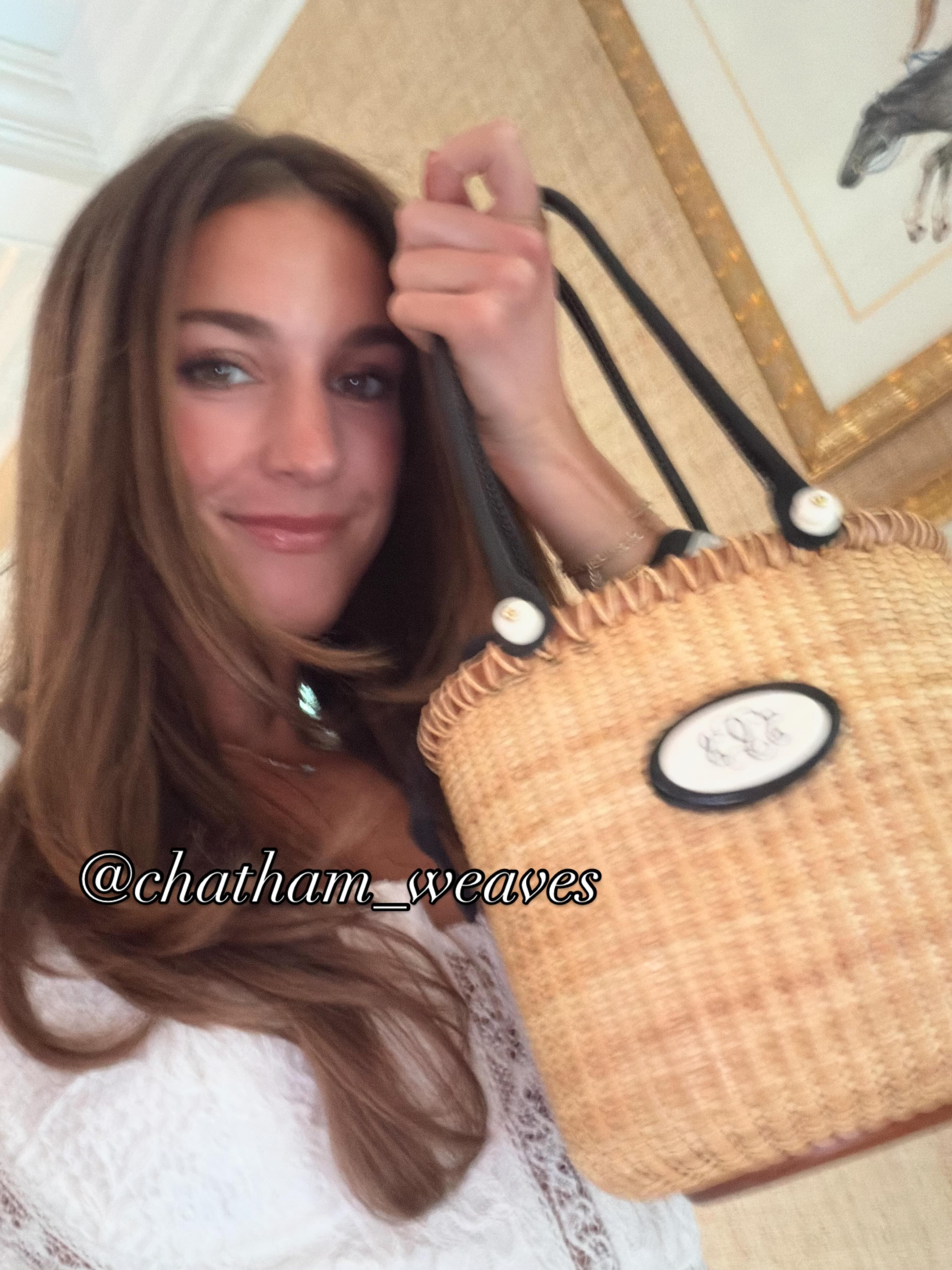 Custom bridal cherry and ivory Nantucket tote