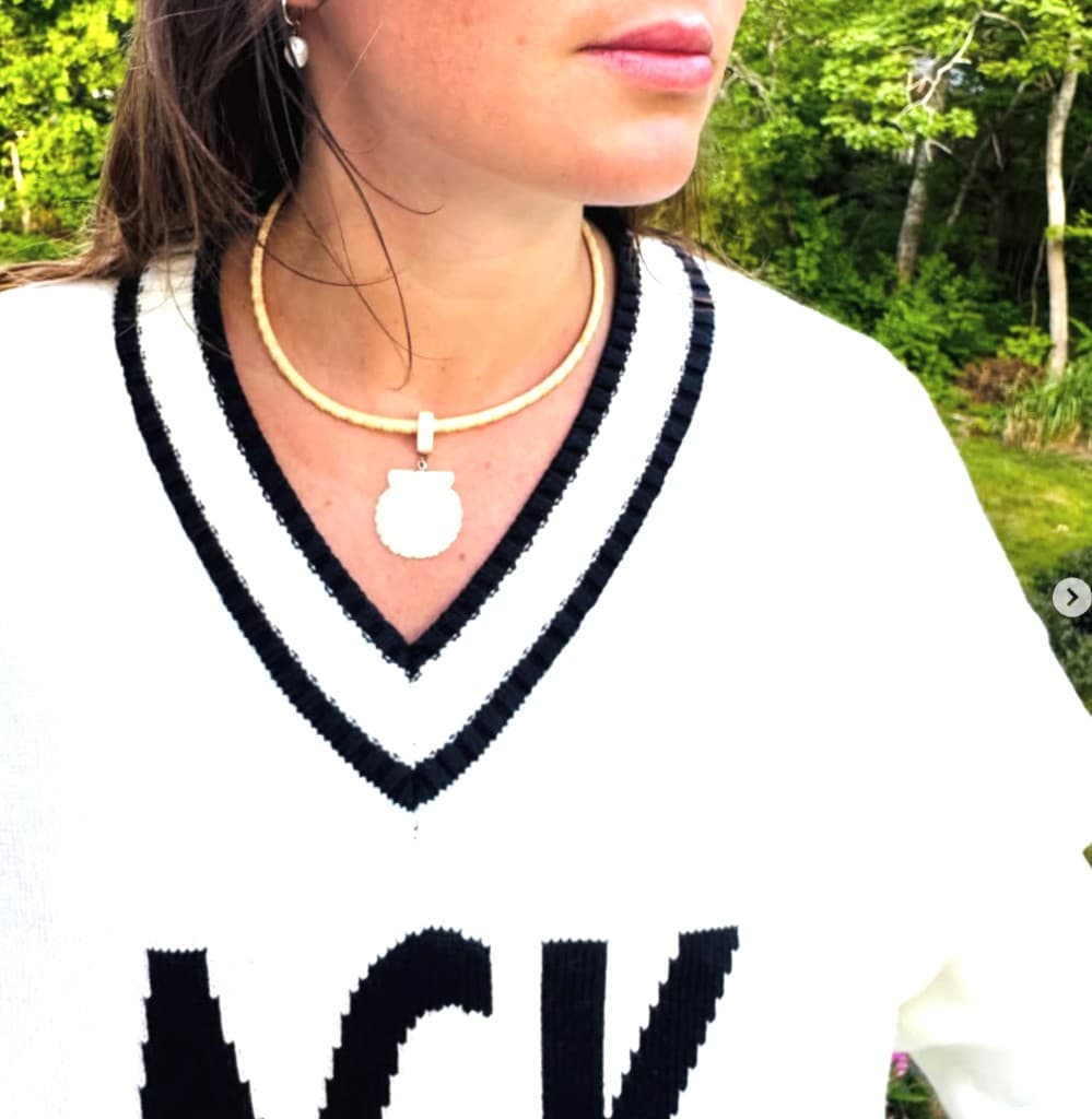 Nantucket weave necklace with ivory shell pendant