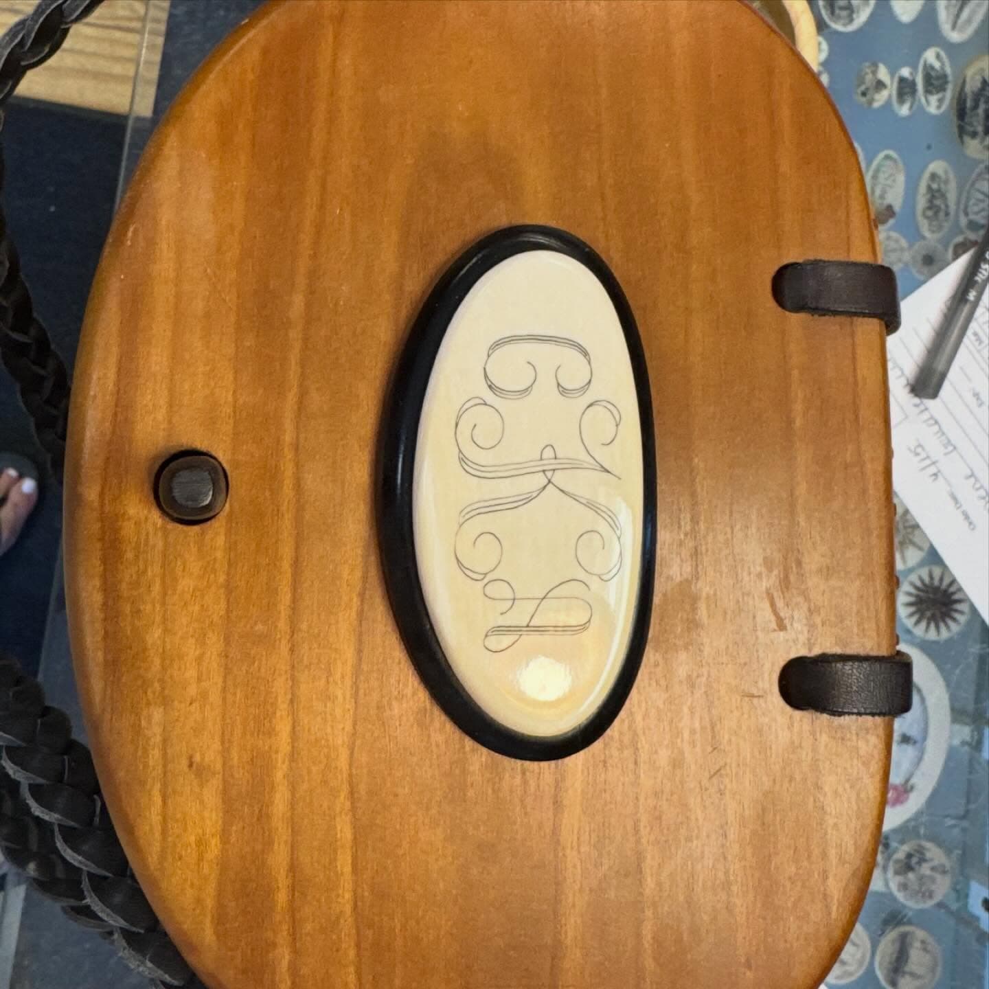 Martha Lawrence kidney tote repair with ebony and ivory name plate