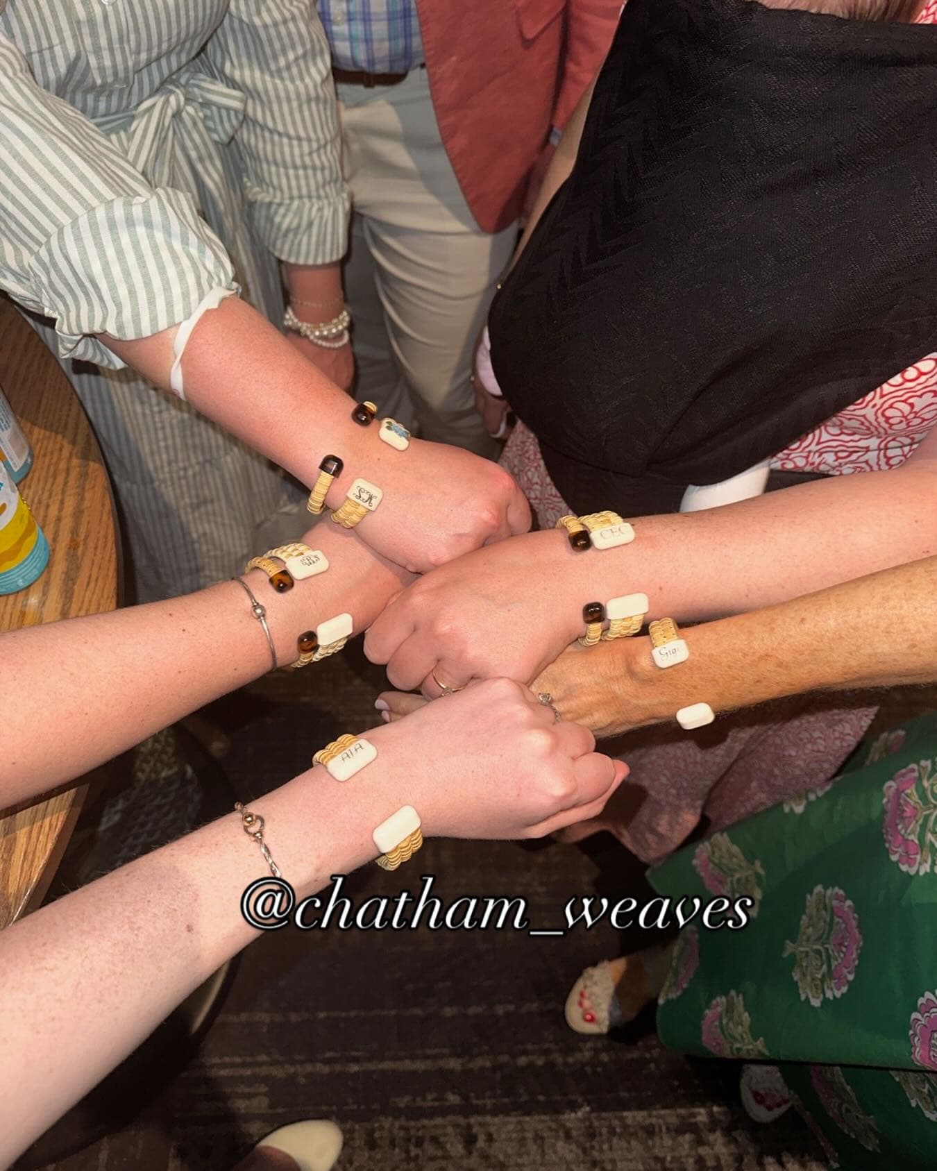 Friends wearing Chatham Weaves Nantucket cuffs