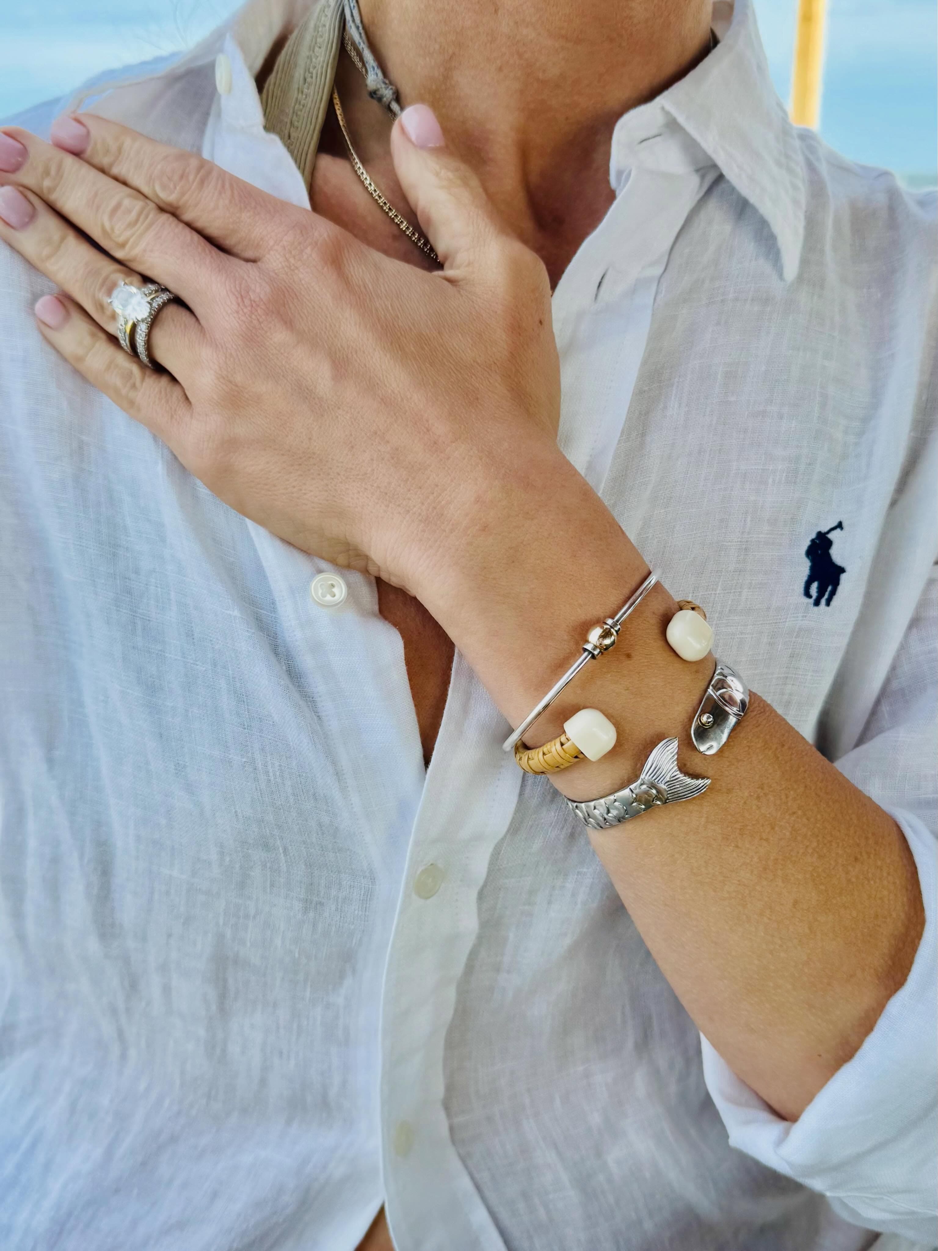 Summer stack of Nantucket woven bracelets