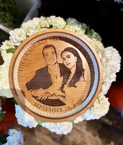 Custom engraved wooden basket base